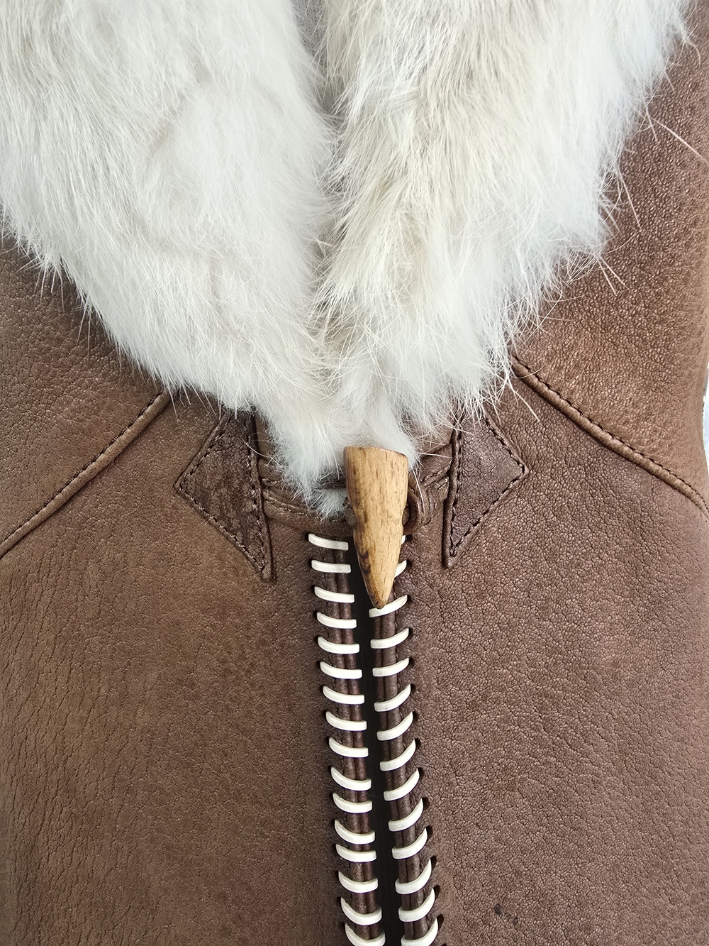 Corral Brown Sheep Leather Rabbit Fur Western Vest Women Medium Western - Picture 8 of 11